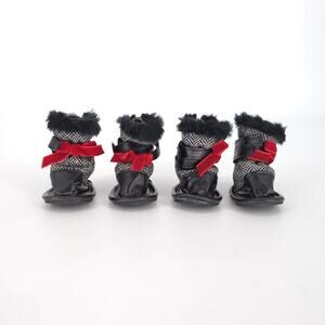 Pooch-A-Lini Pet Black & White Dog Booties with Carry Pouch - Set of FOUR - GUC